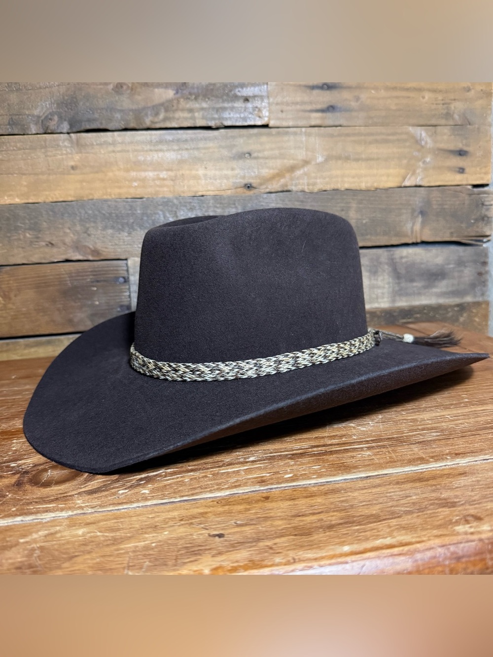 Wrangler Brown Cowboy Vintage Western Hat 5X Quality with Horse Hair Band